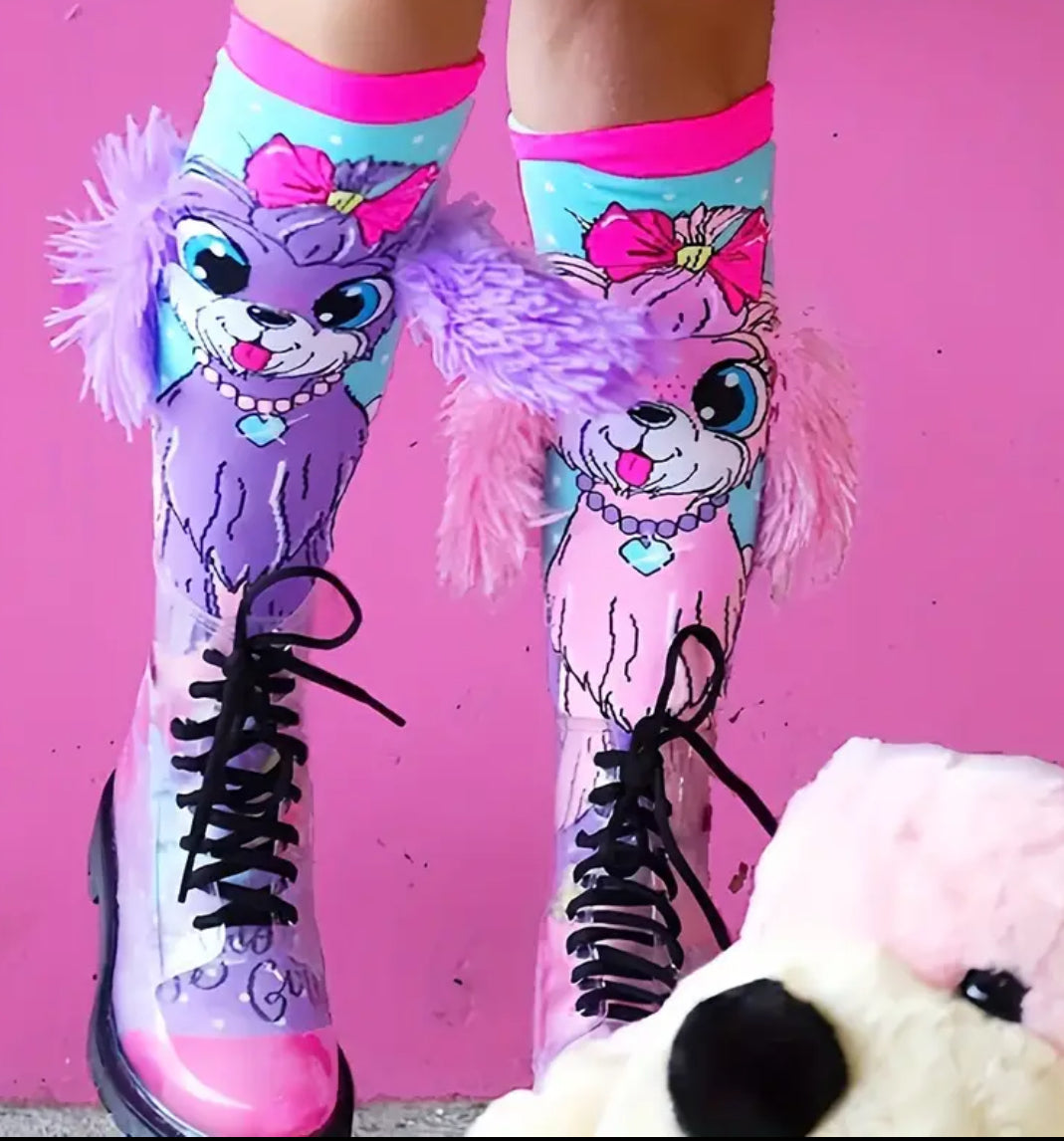 Handmade knitted plush girls socks