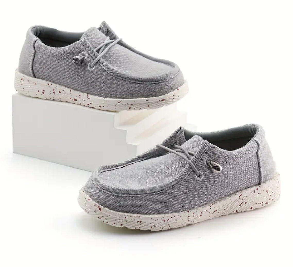 “ Canvas Cool” Casual Comfortable Solid Color Loafer Shoes For Boys