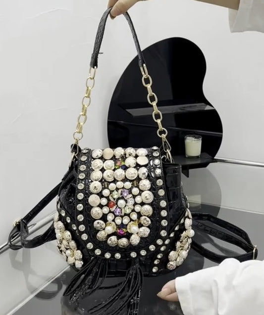 Luxurious Rhinestone Embellished Clutch with Detachable Shoulder Strap | Backpack