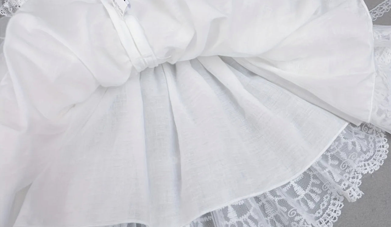 60% OFF, Baby Girls Lace Mesh Princess Christening Dress & Bonnet