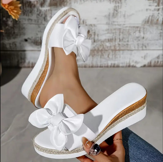 Bowknot Wedge Heeled Sandals 🤍