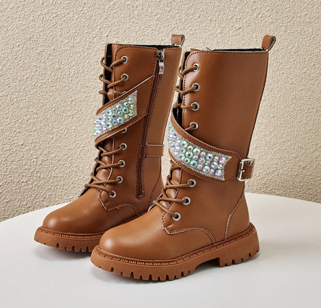 Sequined Korean Style Side Zipper, High Boots