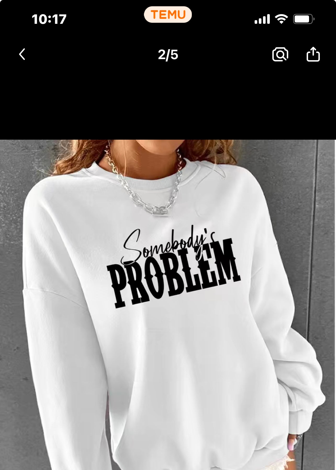 Somebody's Problem Letter Print Sweatshirt, Casual Long Sleeve Crew Neck Sweatshirt, Women's Clothing
