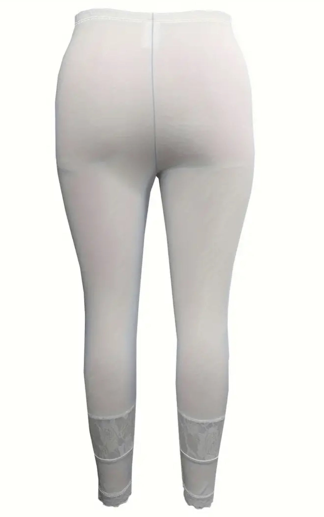 “White Lace” Casual Sports Leggings, Breathable Comfort Fit, Up To 4XL