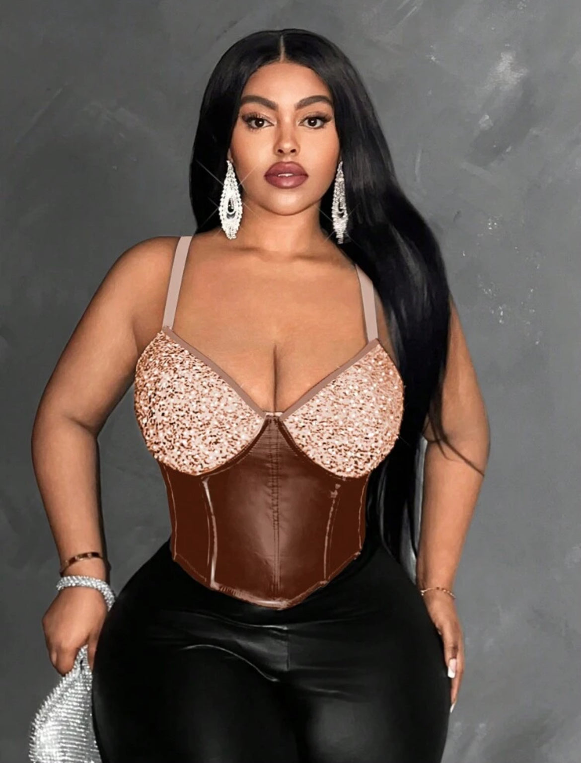 Posh 💋 Plus Size Slim Fit Sequin Strap Camisole