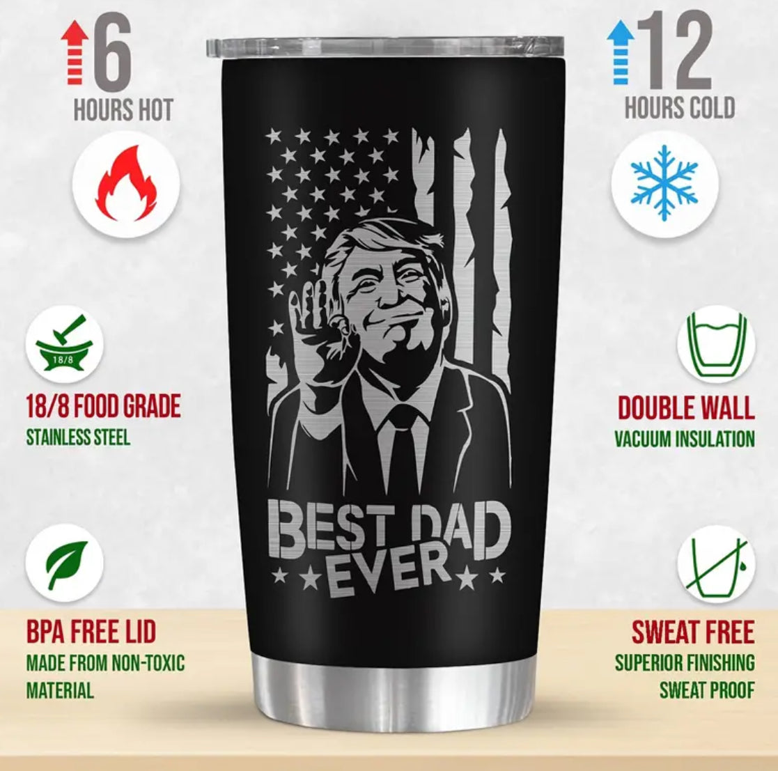 1pc, Gifts For Dad, -20 oz Black Engraved Tumbler is the Perfect Gift