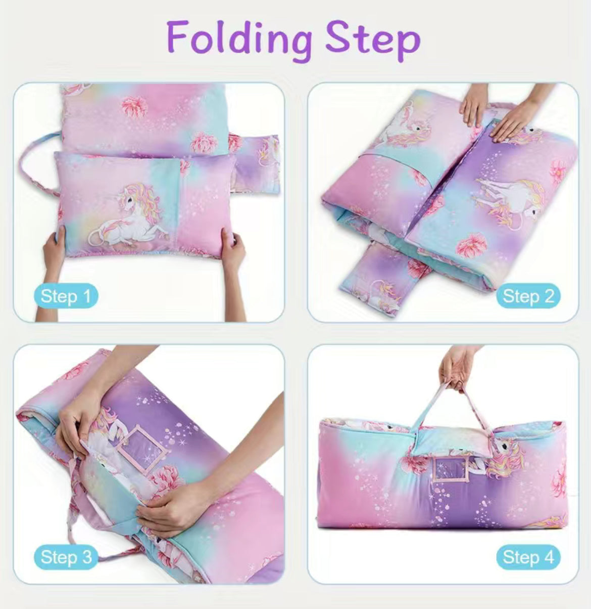 Unicorn Dreams Sleeping Mat with Removable Pillow - Perfect for Preschool Daycare & Travel - Soft Microfiber, 3-6 Years
