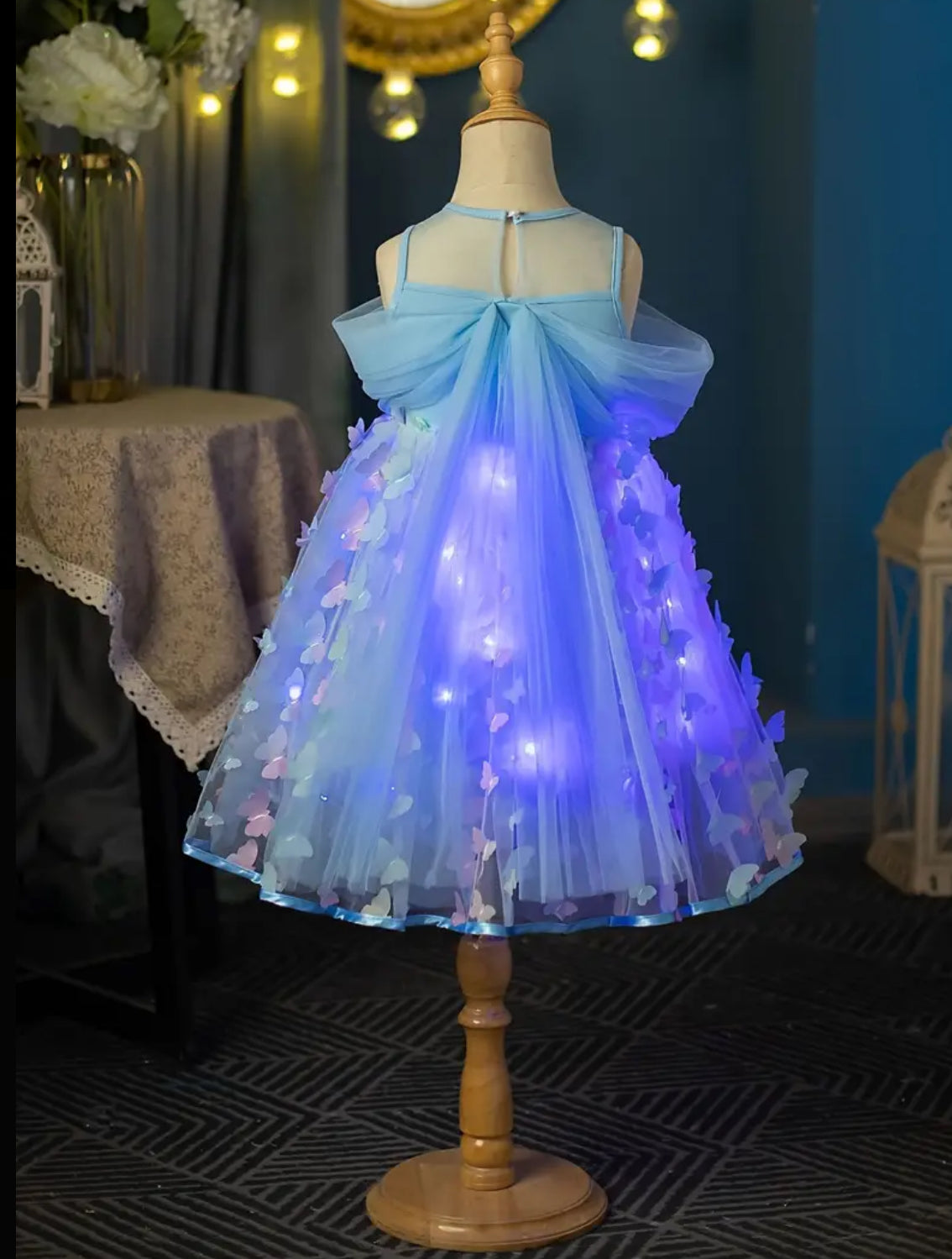 “Butterfly Shimmers” Sequin, Tulle Sparkling Light-Up Princess Dress