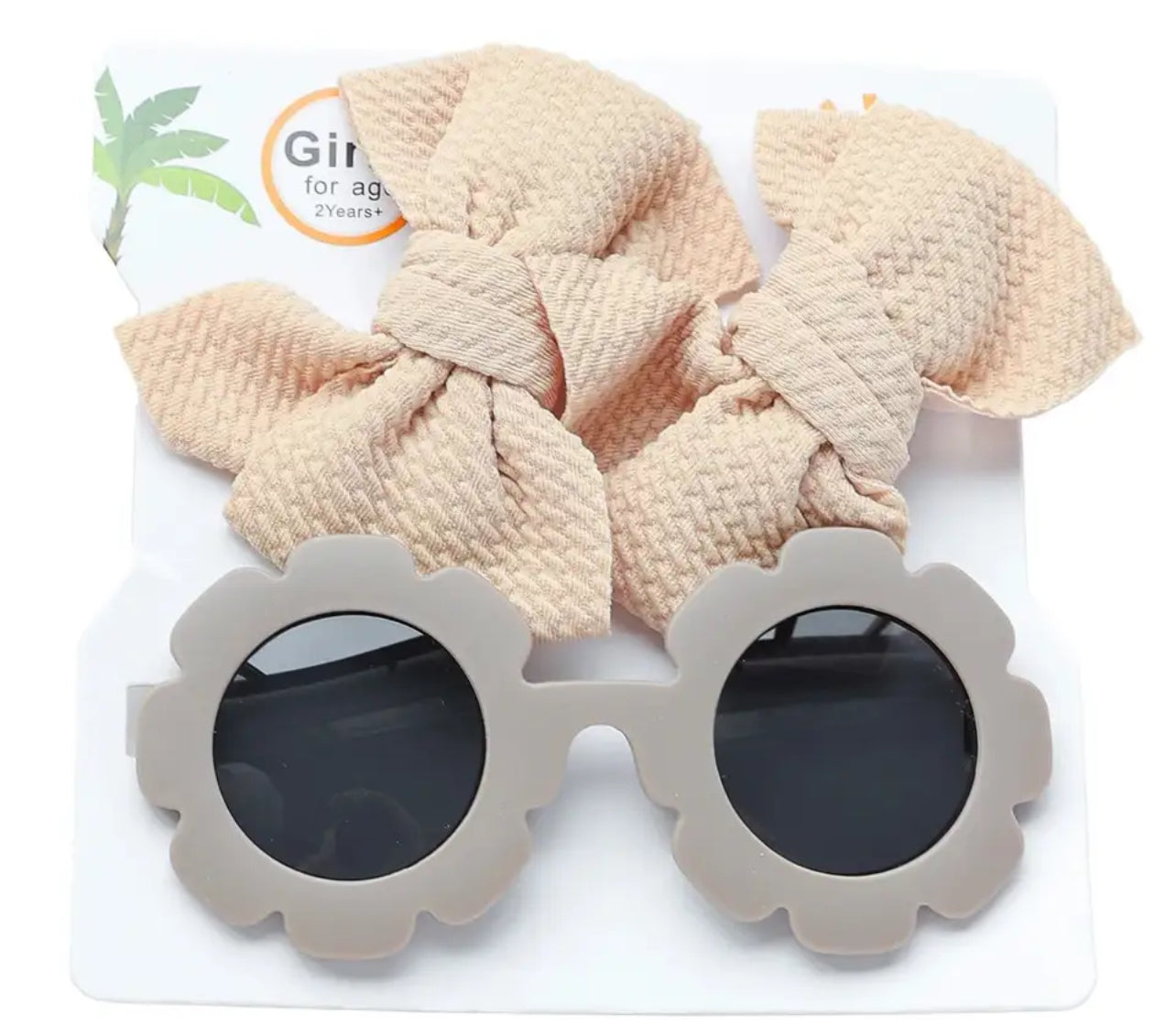 Conjunto de gafas de sol y lazo para el pelo para niña, protección ocular contra los rayos UV