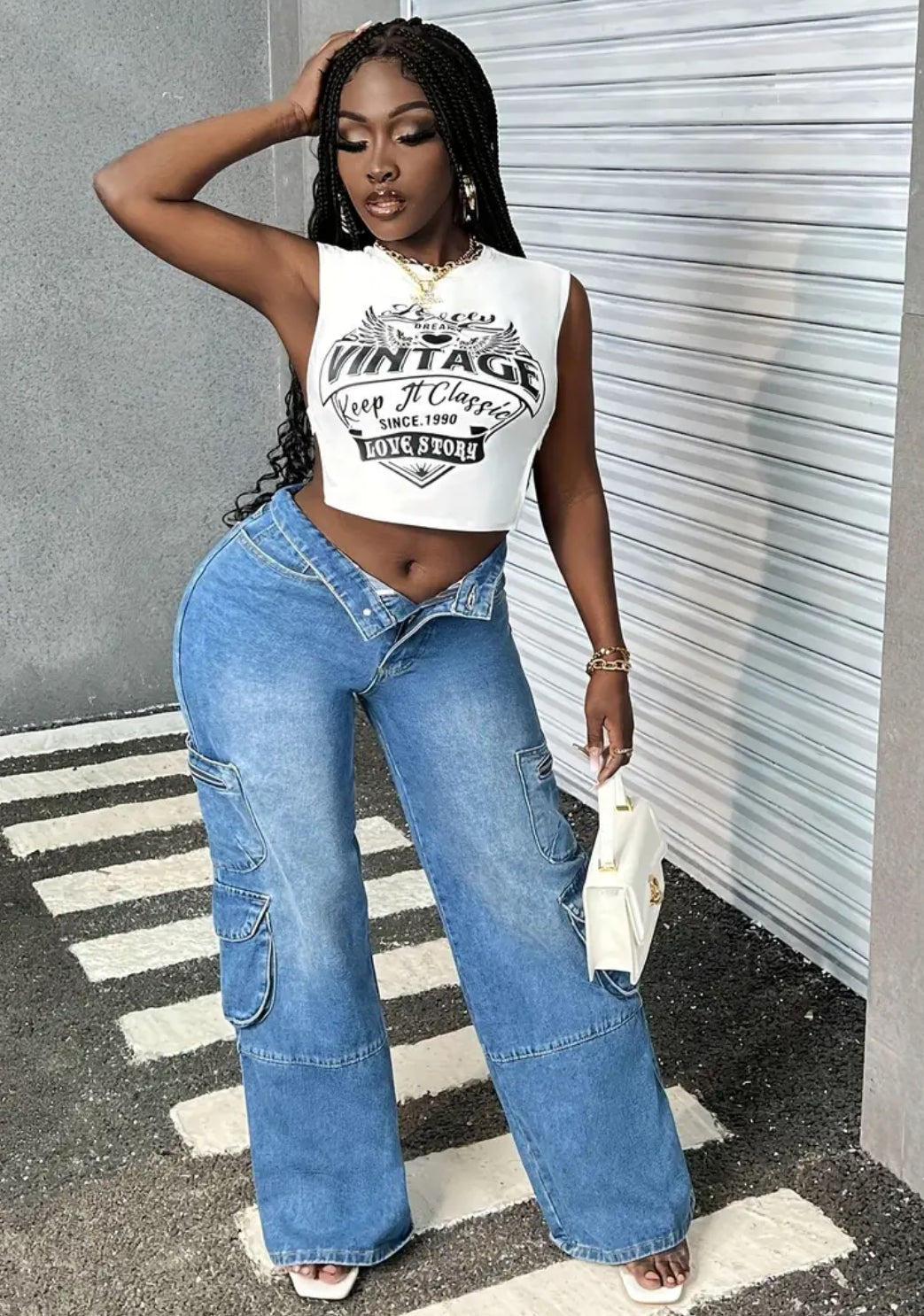 “Vintage & Classy” Sexy Backless Crop Top, Crew Neck