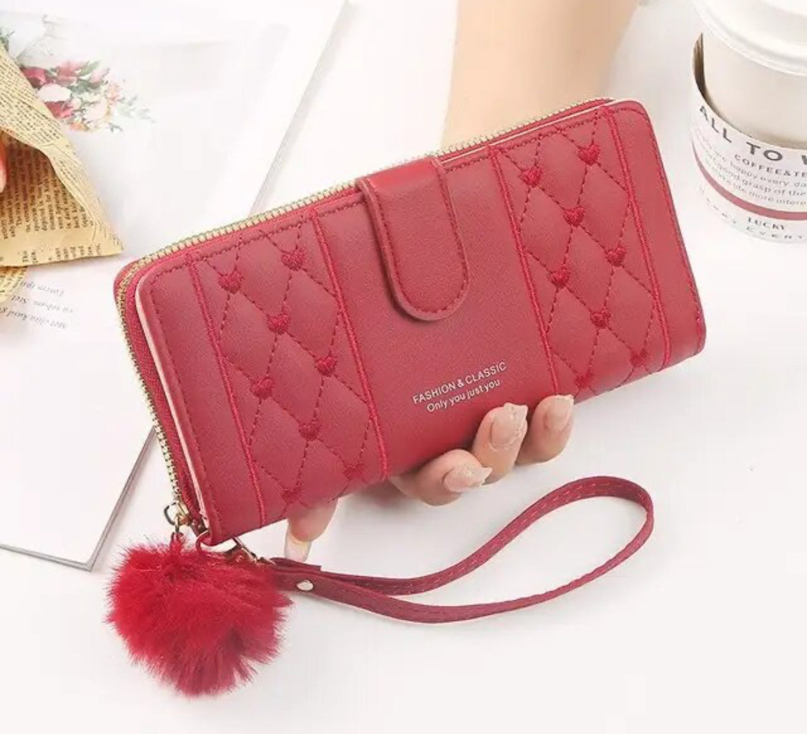 Fashion & Classic! Long Wallet Pu Leather, Coin Purse, Card Organizer, Cell Phone Wristlet Handbag