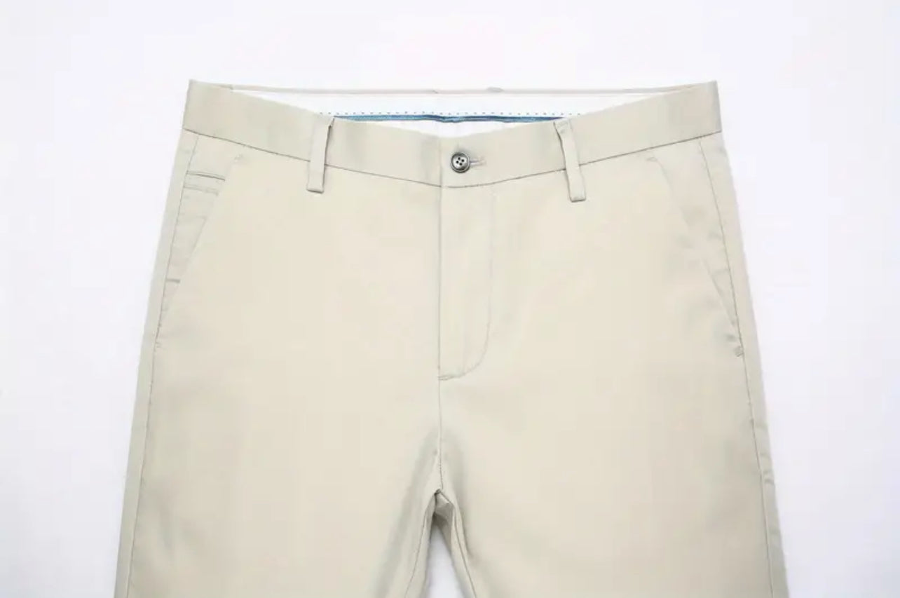 Men's Formal Solid Color Mid Stretch Dress Pants For Spring Summer Business