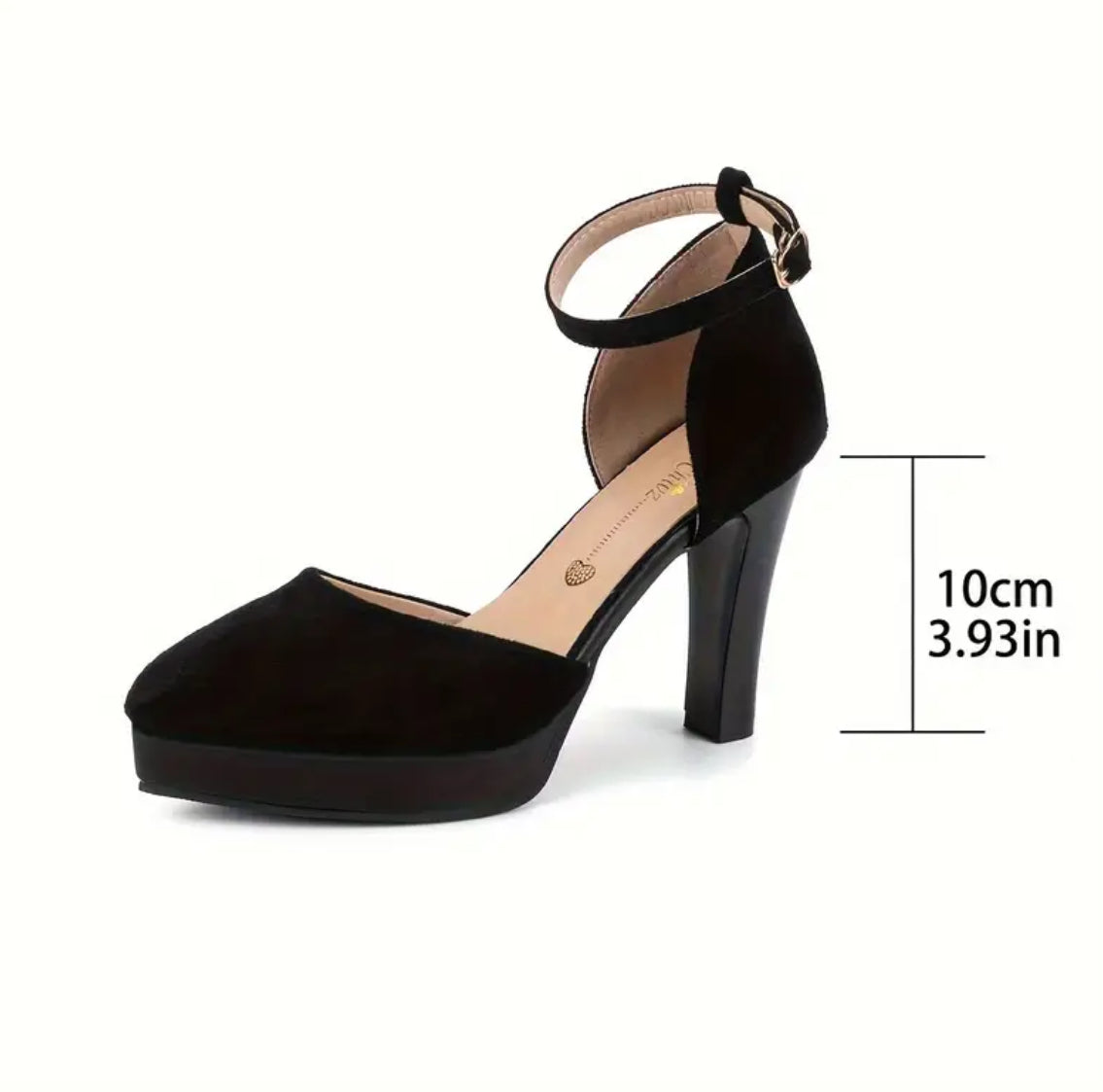 “Daisy” Platform High Heels, Solid Color, Pointed Toe, Ankle Strap Sandals, All-Match