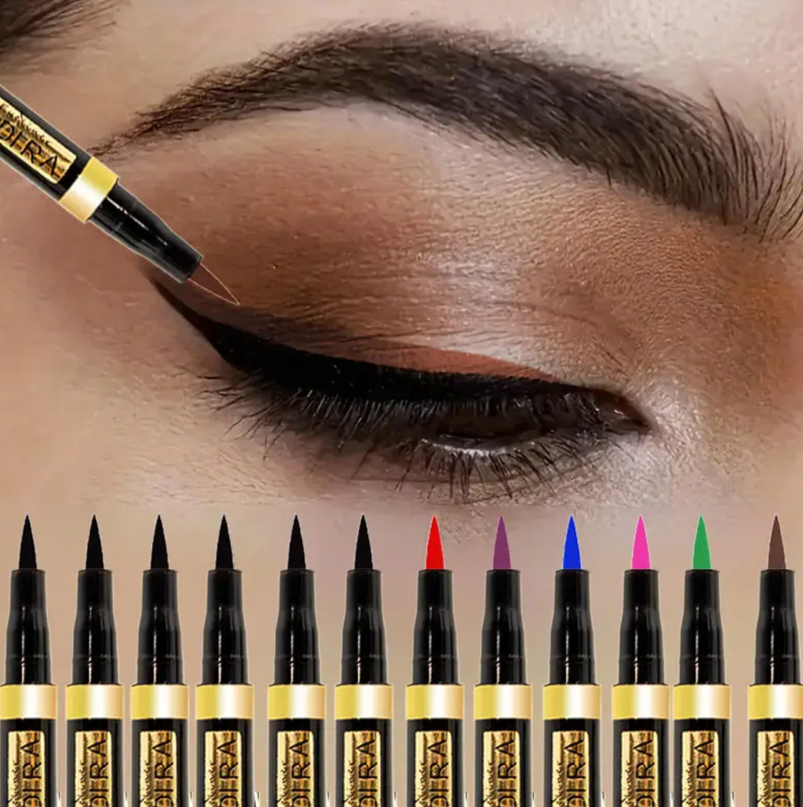 Luxurious Waterproof, Quick Drying, Long-Wearing Liquid Eyeliner Set, Smudge-Resistant, Formula for Sensitive Eyes, 12pcs