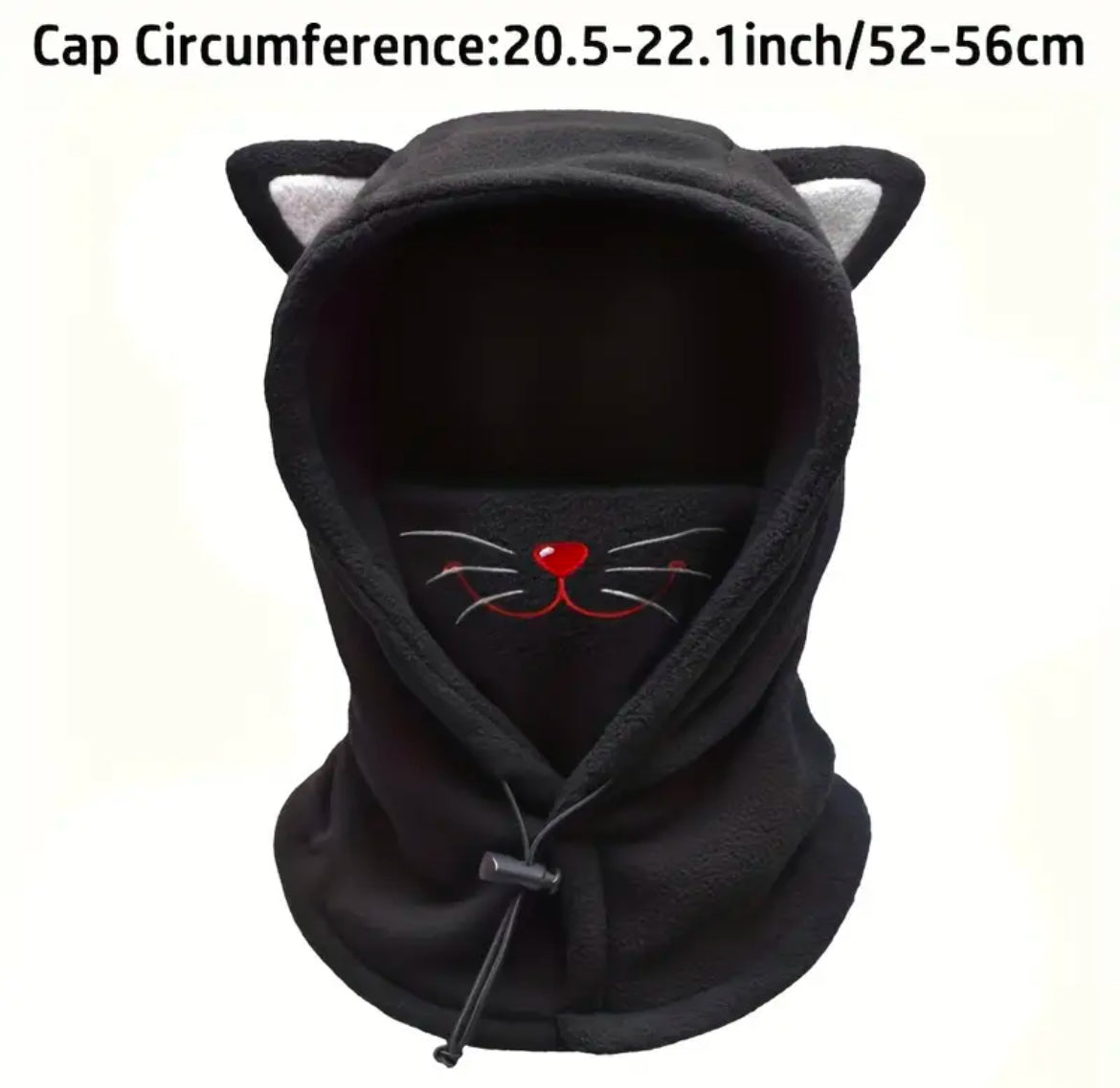 Kids Ski Mask with Ears - Fitted Polyester Hood with Windproof Face Guard, Lightweight, Hand Washable, Boys/Girls