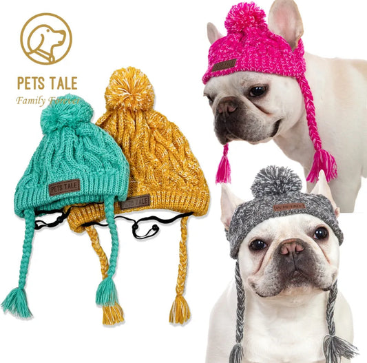 Knitted Pets Tale Winter Windproof Dog Hat