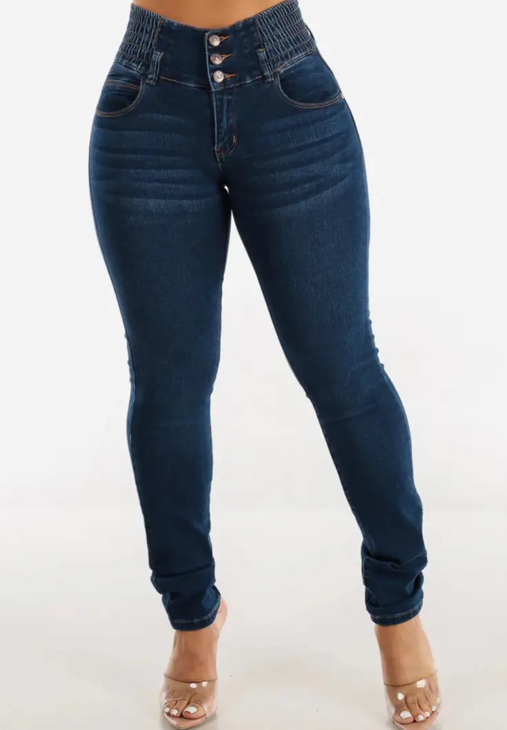 “Jamestown” High Waist Skinny Jeans, High Stretch Street Style