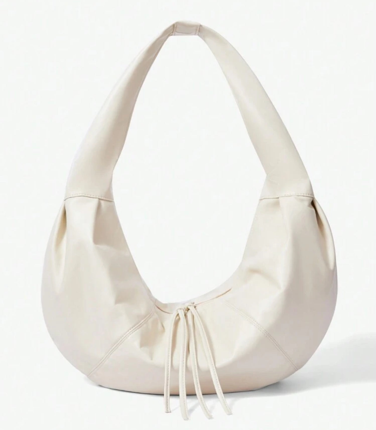 “Eva” Tote Bag, Beige Faux Leather Chic Shoulder Tote Bag