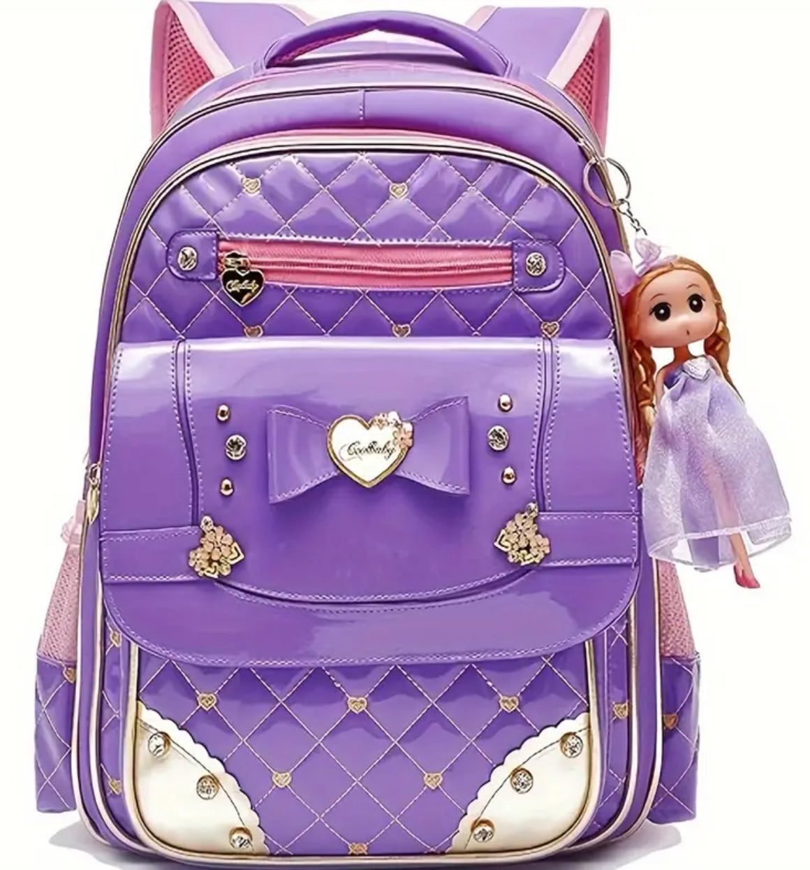 Mochila “Lavender Hailey” y colgante de muñeca Hailey para niñas, resistente al agua 💜