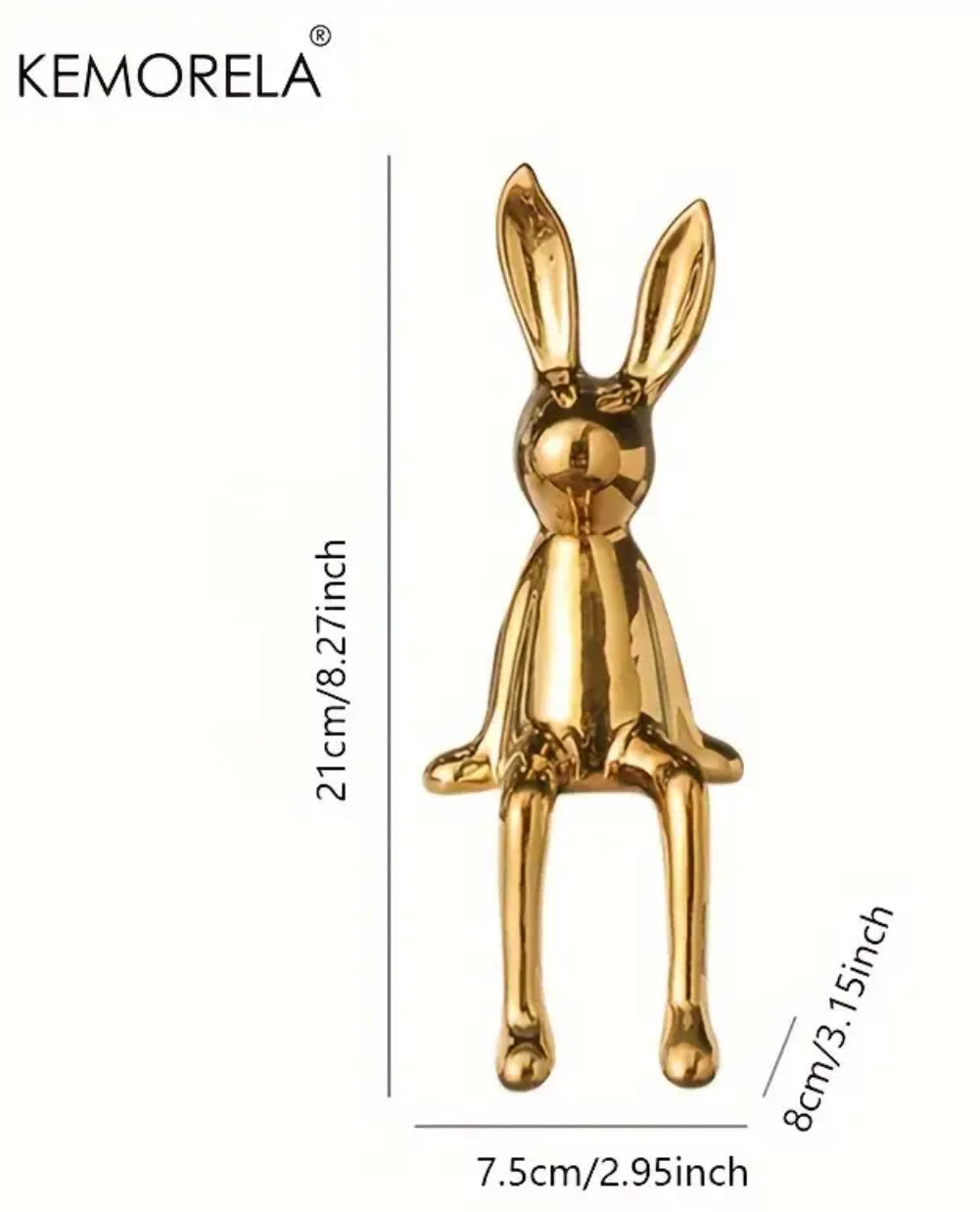 “Bunny” 🐰 1pc Adorable Long-Eared Sitting Rabbit Ornament - Ceramic Collectible Figurine