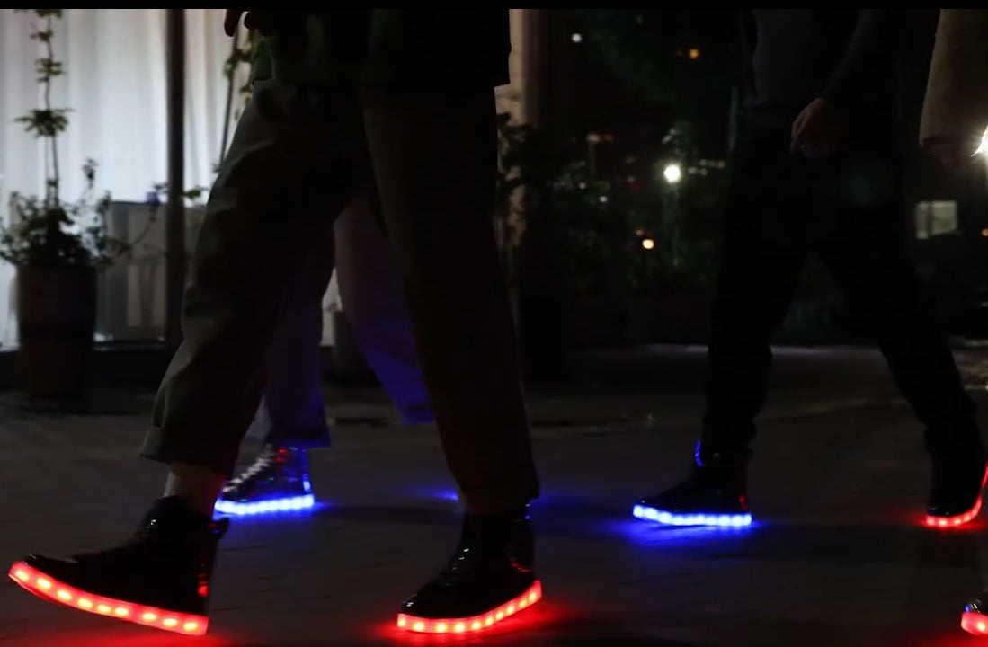 Vibrant LED Glitter Chain High Top Shoes, Flashing Luminous, Women and Mens