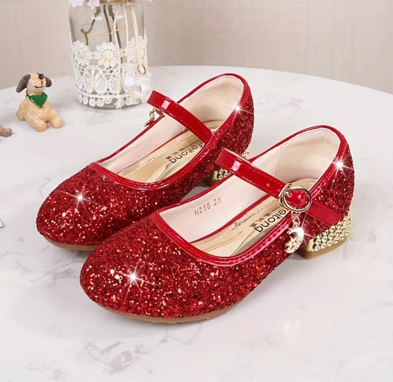 Red Glitter & Moons Princess Heels