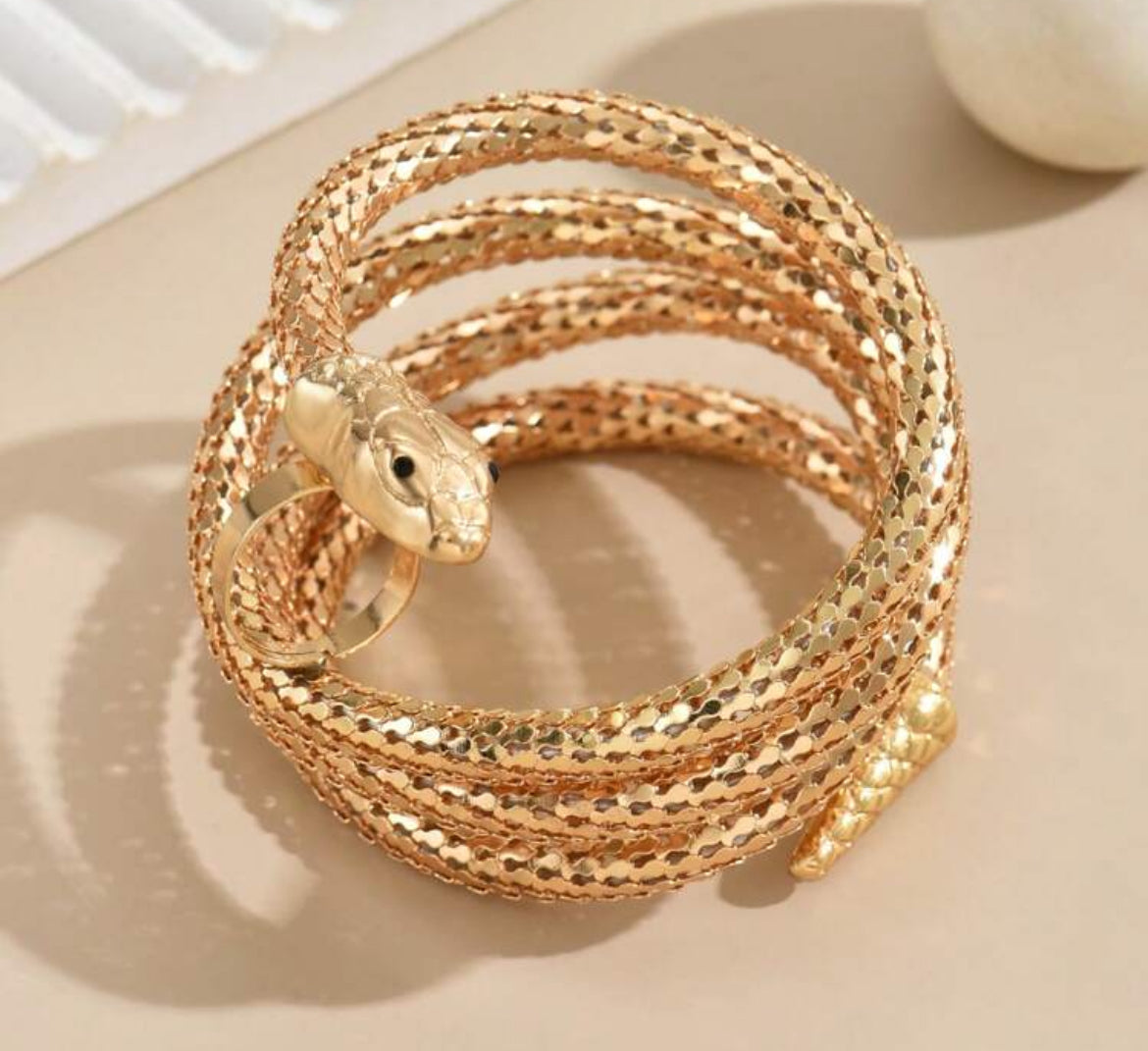 Snake Wrap Around, Connected Finger Bracelet, 1Pc Metallic Gold