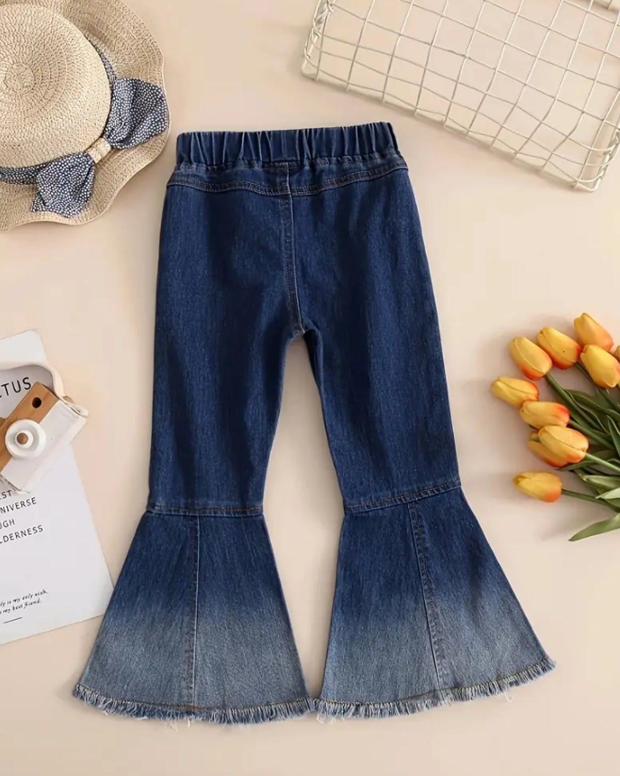 Girls Trendy & Casual Washed Bell Bottom Cotton Jeans 🌻