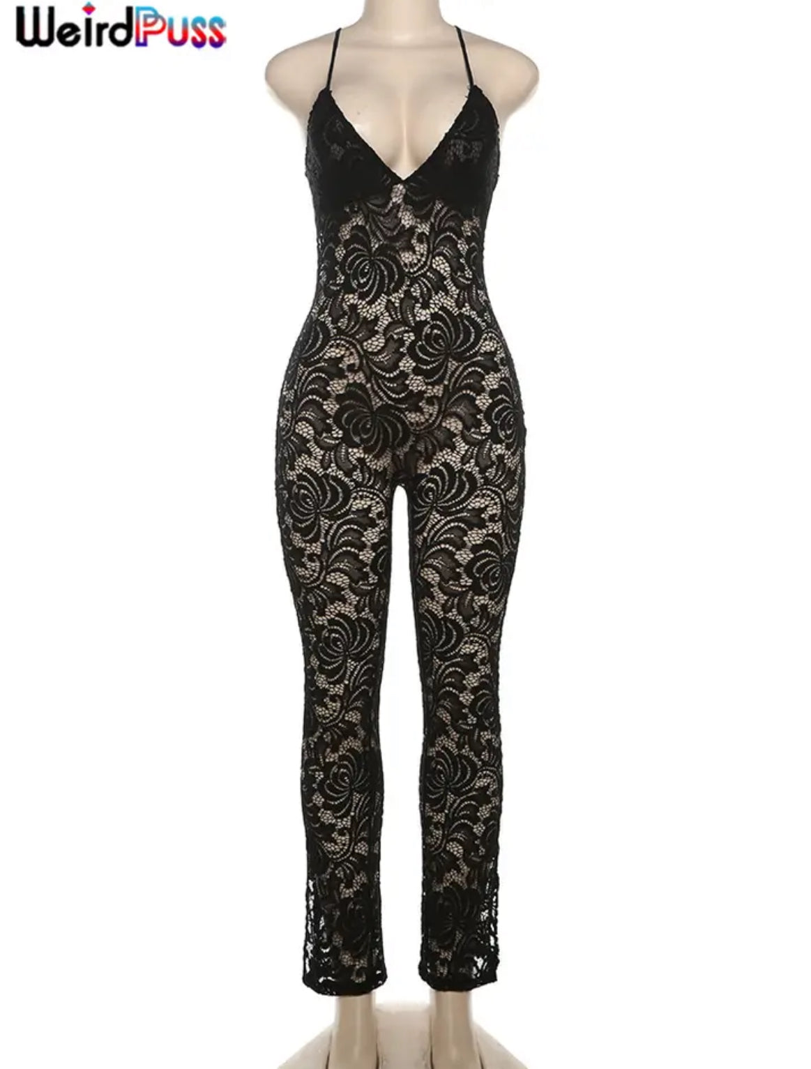 “Sexy See Thorough” Cross Backless, Sleeveless Jumpsuit