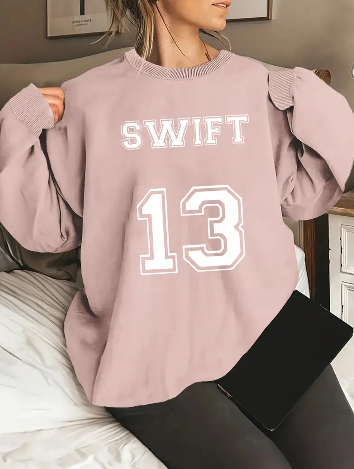 Casual, Long Sleeve Crew Neck, “SWIFT 13”  Pullover Sweatshirt, Up To 2XL