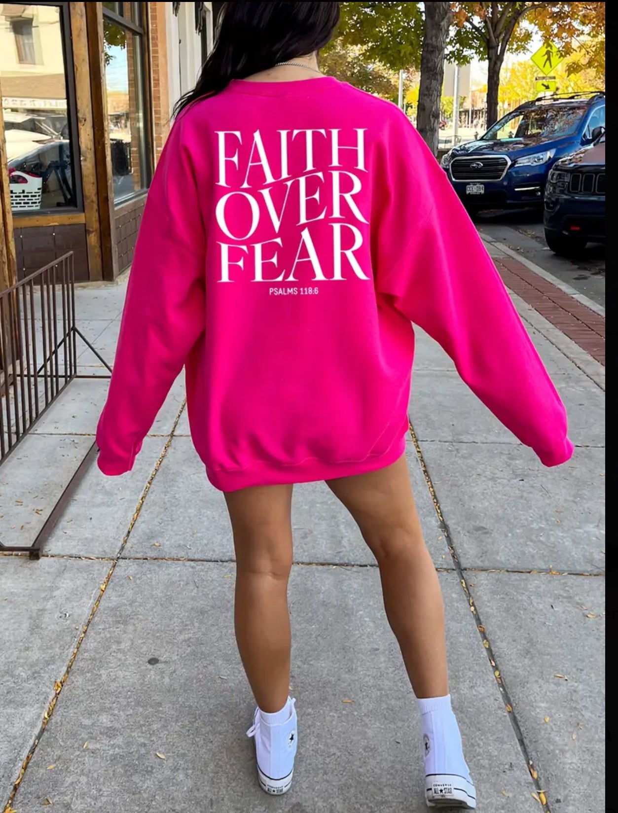 Women's Letter & Cross Print Pullover Sweatshirt - Worship