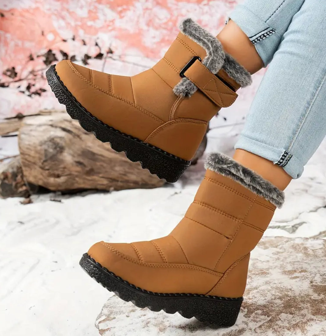 “Canada Winter” Non-Slip, Hook-and-loop Fastener Closure, Warm Fleece Lining, Wedge Heel