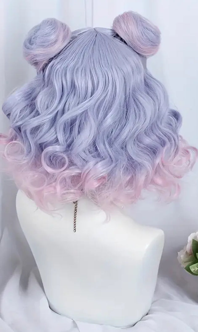 “Alaze” Anime-Inspired Synthetic Wig with Double Buns - Viscose, Heat Resistant