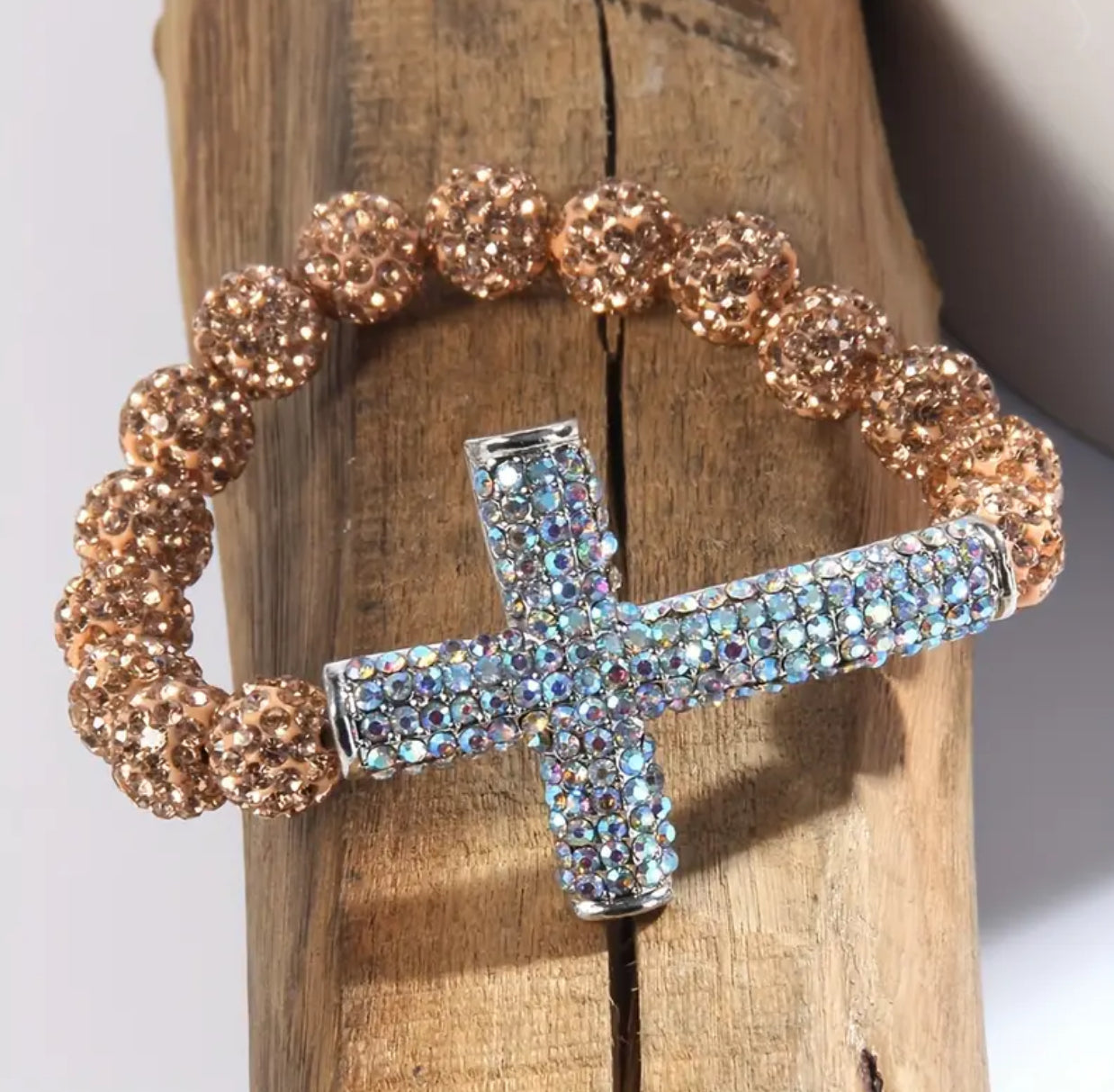 Bling Rhinestones Cross Decor Bracelet