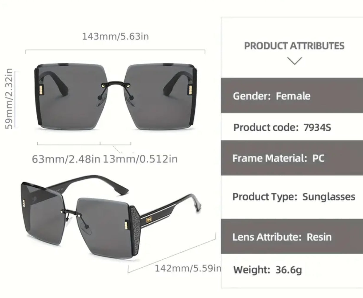 “Old Hollywood” Oversized Square Sunglasses With Gradient Lens For Women + Includes Case, Cloth, And Bag