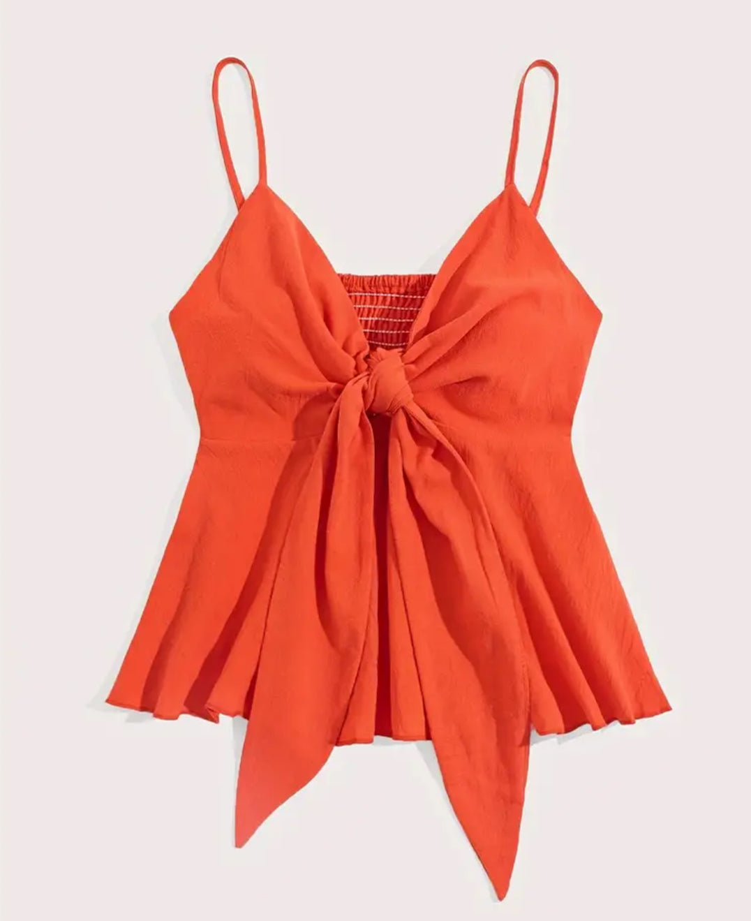 “Citrus” Vacation Style Tie Front V-neck Cami, Posh 🧡 Collections