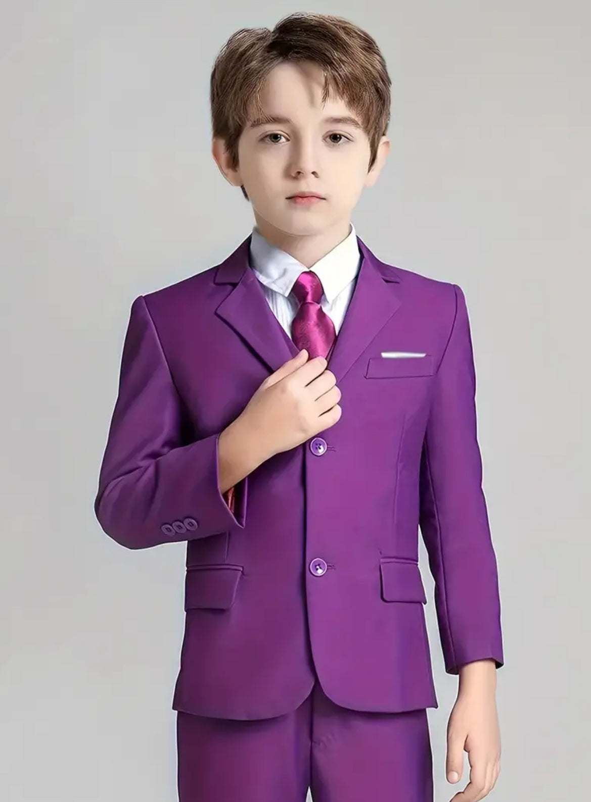 Vibrate Gent, 2pcs Boys Formal Gentleman Outfits Long Sleeve Blazer & Pants