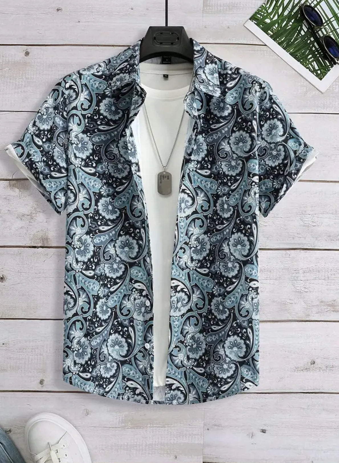 High Quality Cotton, Men Shirts, Trendy Blue Paisley Pattern