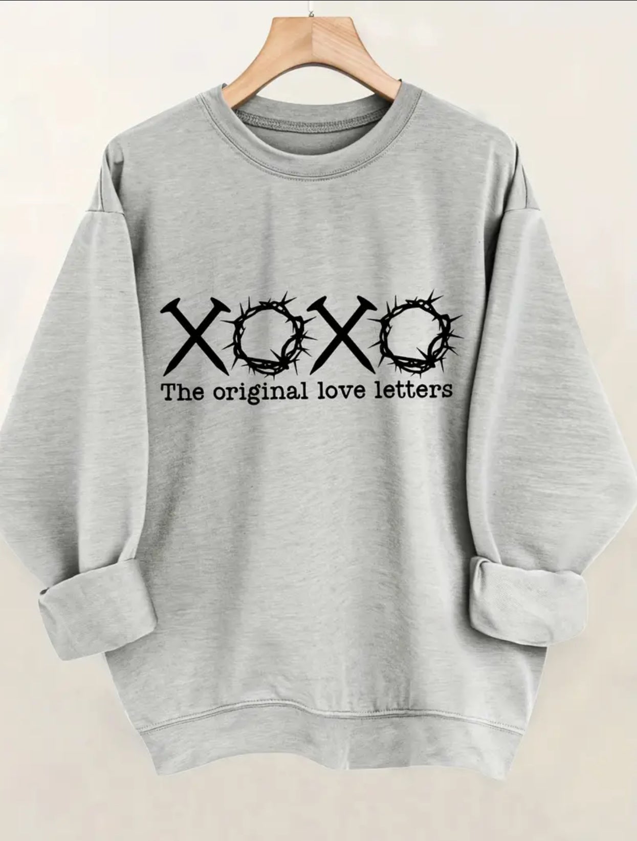 Women's Letter & Cross Print Pullover Sweatshirt - Worship