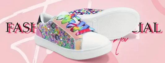 Colorful Rhinestone Sneakers For Girls