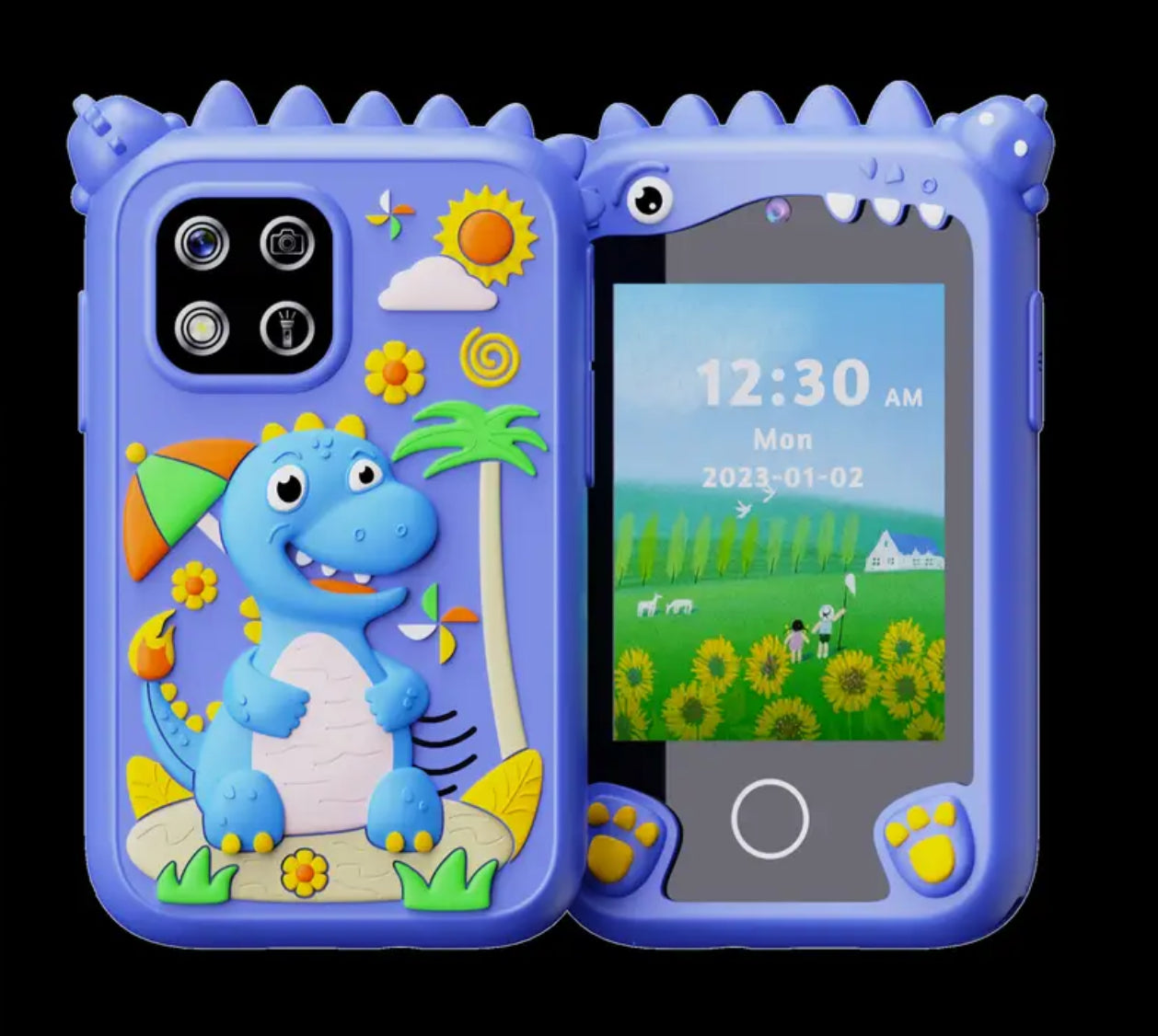 Dinosaur 🦖 Smartphone with Touchscreen, Dual Cameras - USB Rechargeable, Silicone Body