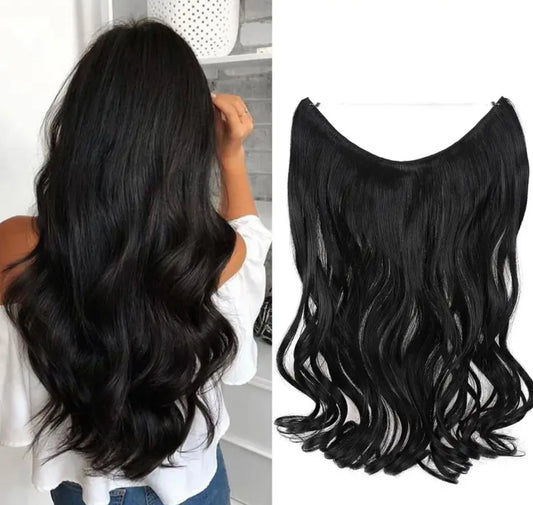 Invisible Hair Extensions, Secret Hidden Wire, Long Wavy Hair Pieces