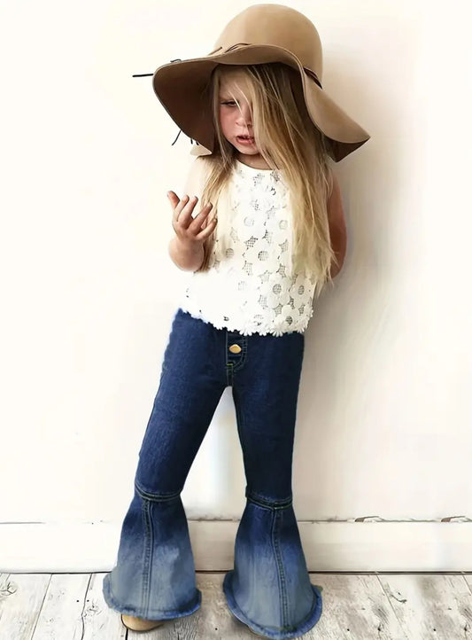 Girls Trendy & Casual Washed Bell Bottom Cotton Jeans 🌻