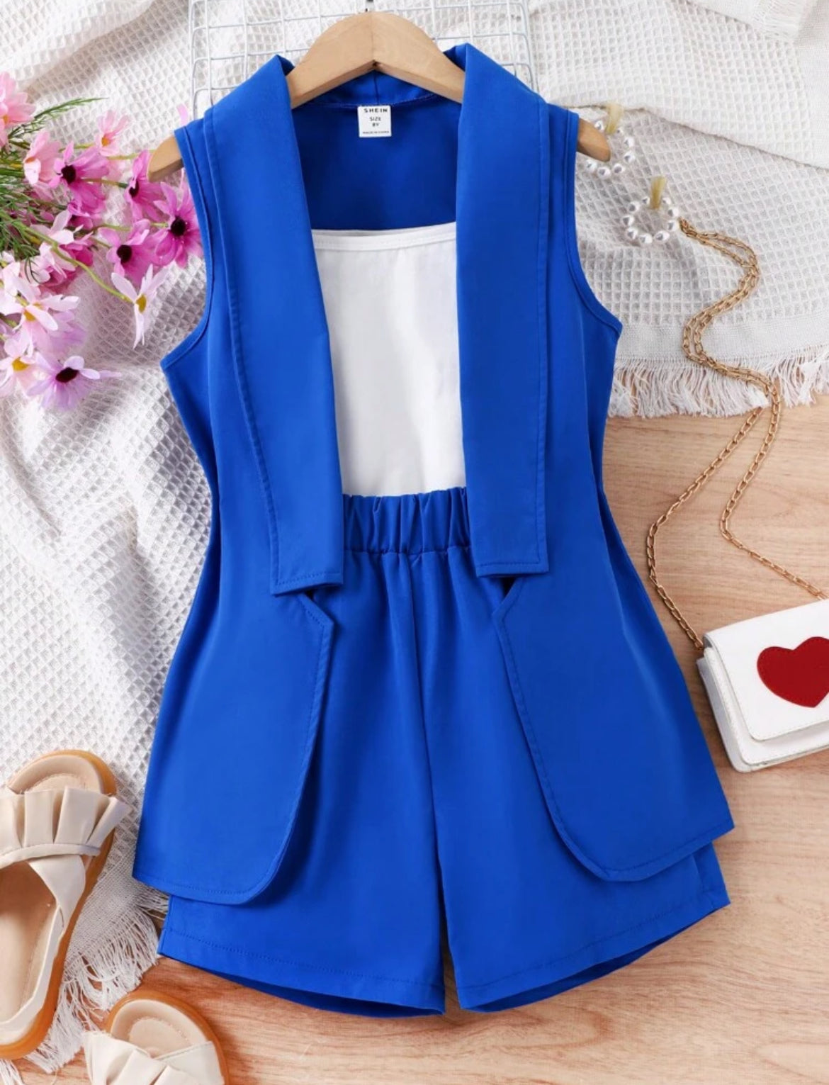 Tween ‘BIZ’ 3 PCS Blue Shorts Set Top & Vest