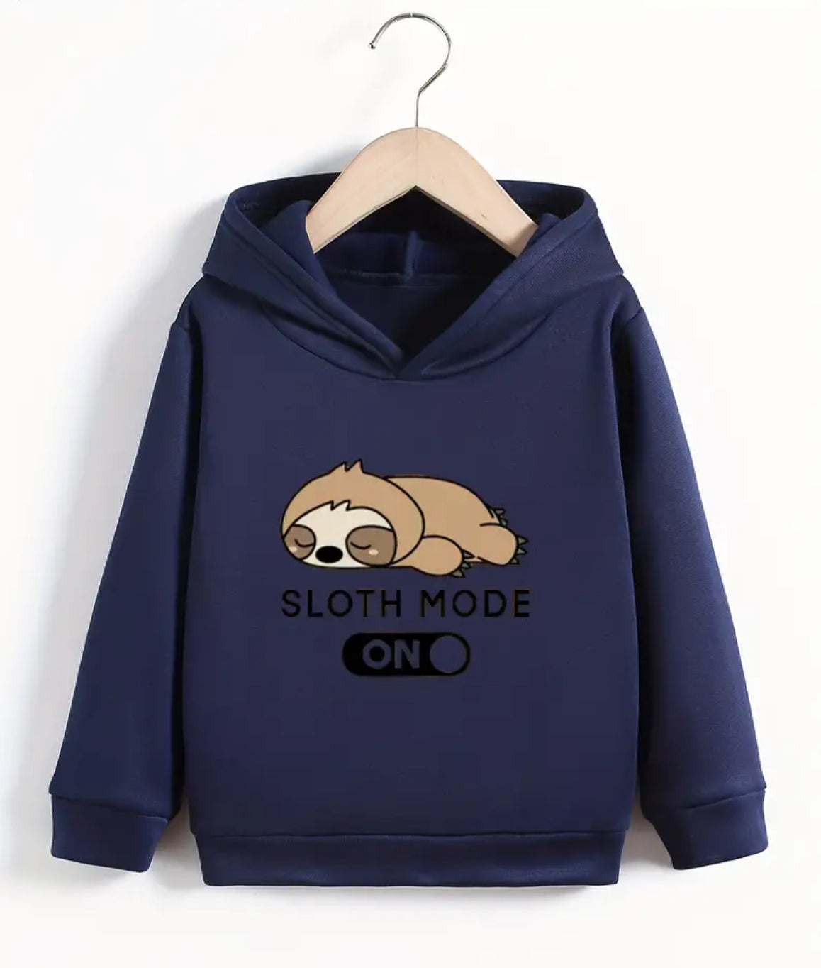 “Sloth Mode On” 🦥 Casual Long Sleeve Pullover Hoodies, Youth