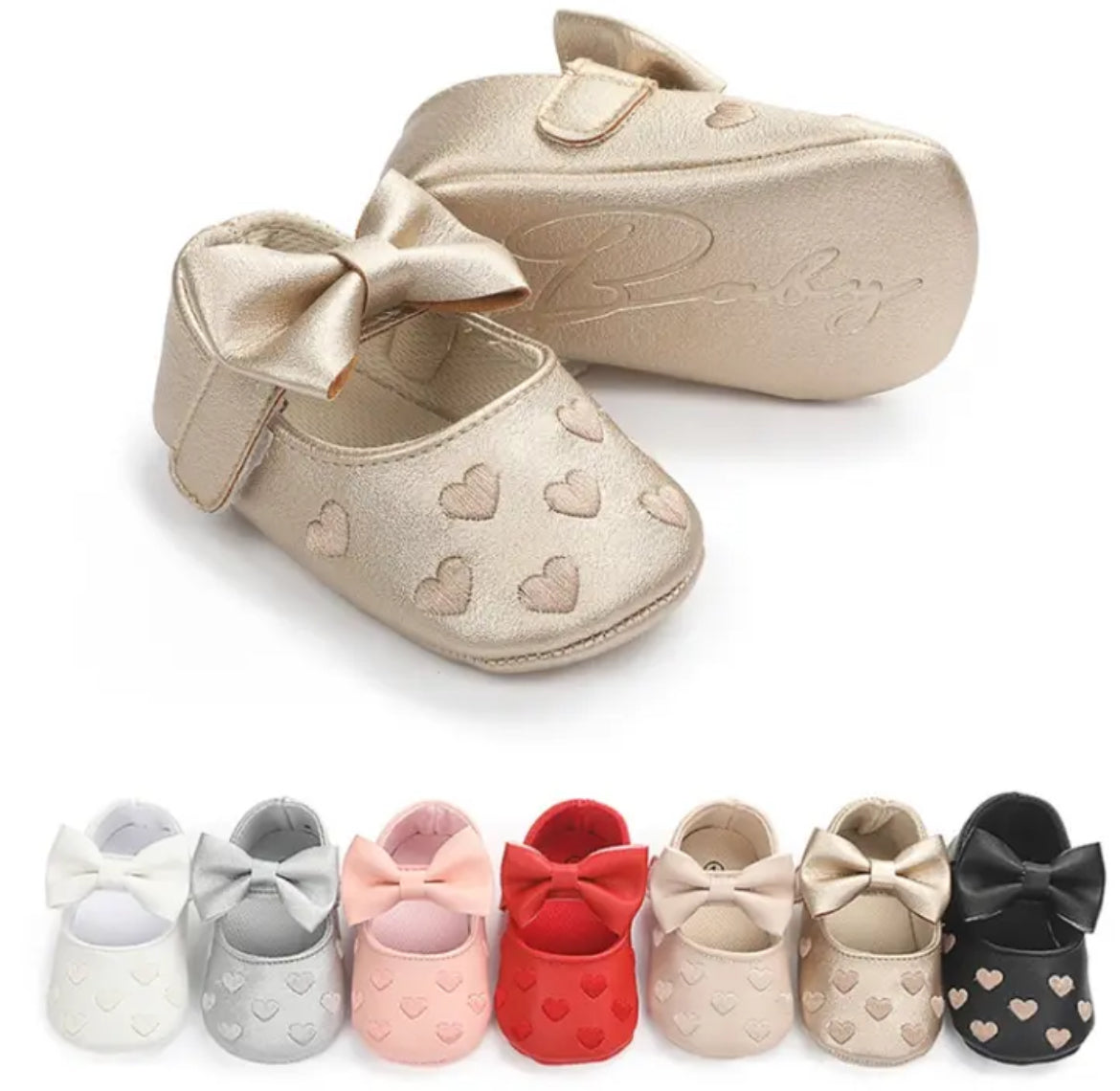 I 🤍 You, New Fashion Newborn Baby Flats, Pink Baby Shoes Non-Slip Cloth Soled, Glam ✨ Baby Collection