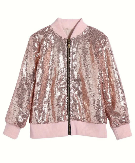 Kids' Sparkling Energetic Sequin Glitter Jacket for Girls