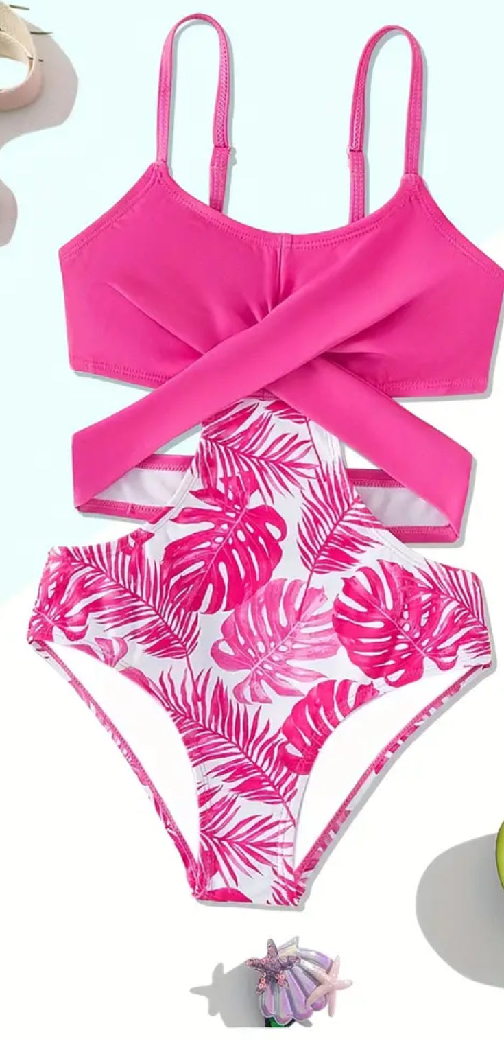 1-Piece Swimwear Girls Criss-Cross, Stretch Sling