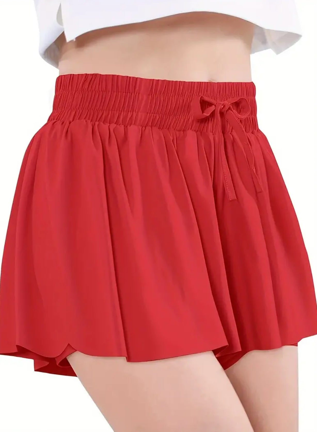 Teens, Solid Stretchy Skorts Comfy Bow Decor Skirt