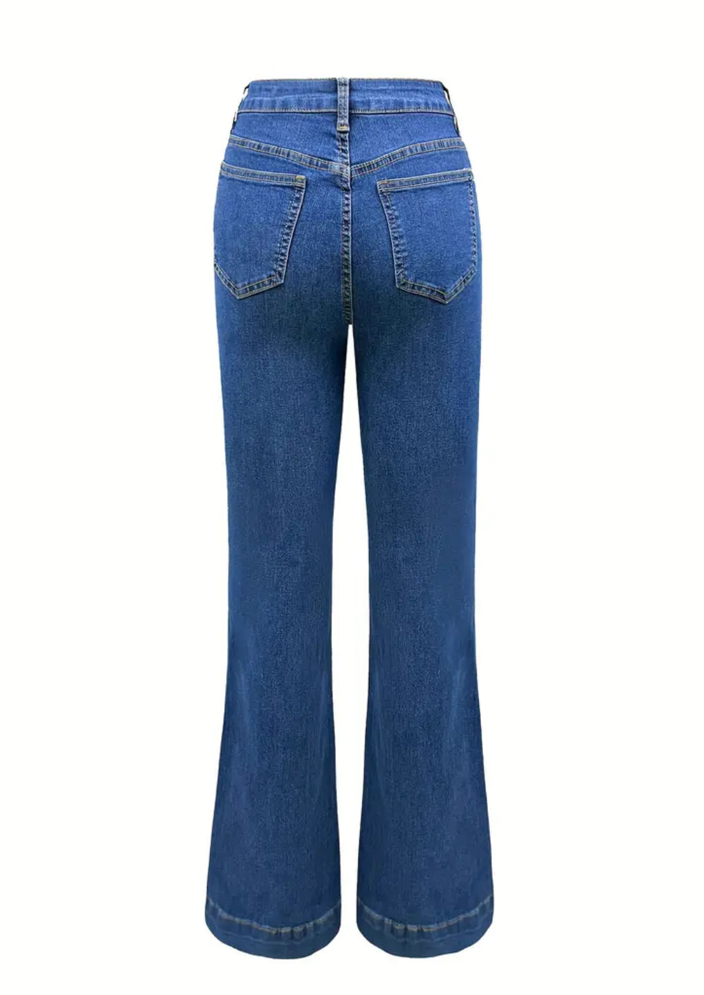 1XL-5XL, “Chic Autumn” Bell Bottom Jeans, Stretchy Mid-Rise Pintuck Flared, Casual Washed Style, High Quality